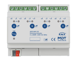 KNX Dimming Actuator 4-fold, 6SU MDRC, 250 W, 230 V AC, with active power measurement